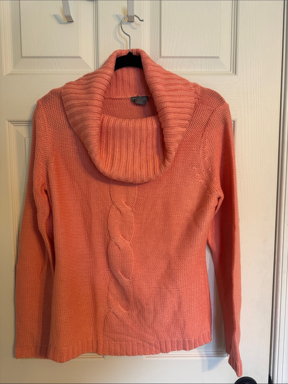 Ann Taylor Coral Cable Cowl Sweater